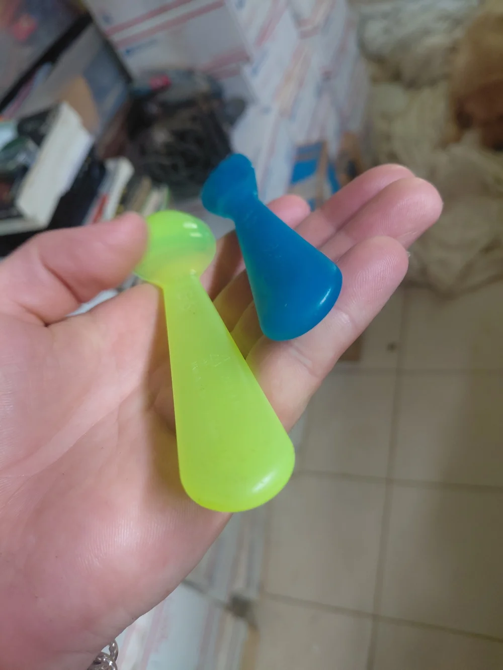 Reusable Blue & Lime Plastic Fork and Spoon Set - Unbranded